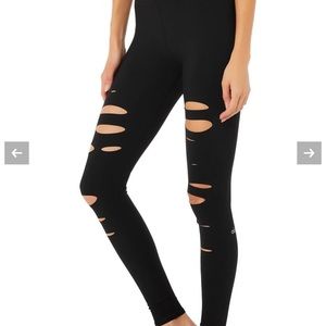 ALO high waist ripped warrior leggings Small Black